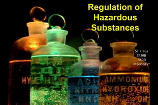 Regulation of
 Hazardous
 Substances

           $1.7 T/yr
            $450B
             $80B
          exported/yr
 