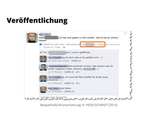 Veröffentlichung
Beispielhafte Anonymisierung; in: HEISE/SCHMIDT [2014]
 
