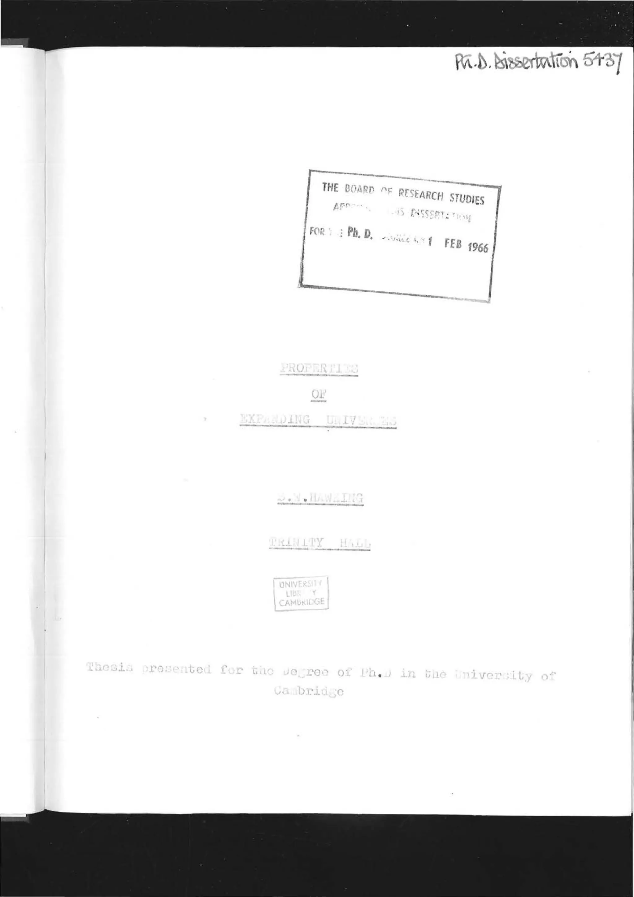 Stephen hawking properties of expanding universes pdf