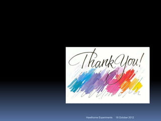 Hawthorne Experiments   18 October 2012
 