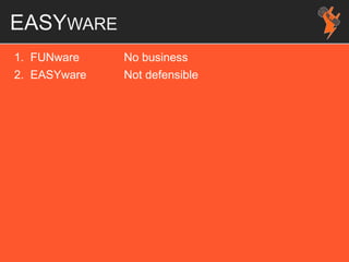 EASYWARE
1. FUNware No business
2. EASYware Not defensible
 