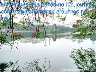 Sossegada paisagem no Vietname Há amigos que estão na lua, outros com os pés na terra e outros no céu. 