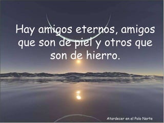 Atardecer en el Polo Norte Hay amigos eternos, amigos que son de piel y otros que son de hierro. 