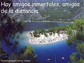 Paradisíaca laguna azul en Turquía Hay amigos inmortales, amigos de la distancia. 