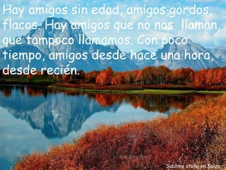Sublime otoño en Suiza Hay amigos sin edad, amigos gordos, flacos. Hay amigos que no nos  llaman, que tampoco llamamos. Con poco tiempo, amigos desde hace una hora, desde recién. 