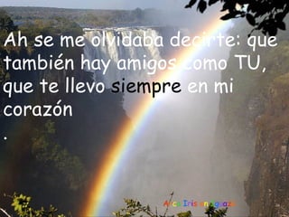 A r c o  I r i s  e n  I g u a z ú Ah se me olvidaba decirte: que también hay amigos como TU, que te llevo  siempre  en mi corazón . 