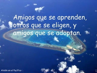 Atolón en el Pacífico Amigos que se aprenden, otros que se eligen, y amigos que se adoptan. 