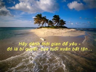 Hãy dành thời gian để yêu - đó là bí quyết  của tuổi xuân bất tận... 