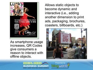 Total Scans – 810% increaseWhy QR Codes?Consumers/”The Audience” doesn’t have to type or text!Engage consumers on-the-go, on THEIR termsDrive to mobile commerce sites, and digital experiencesProvide quick access to useful (RELEVANT!) informationCosts nothing to produce a QR Code!