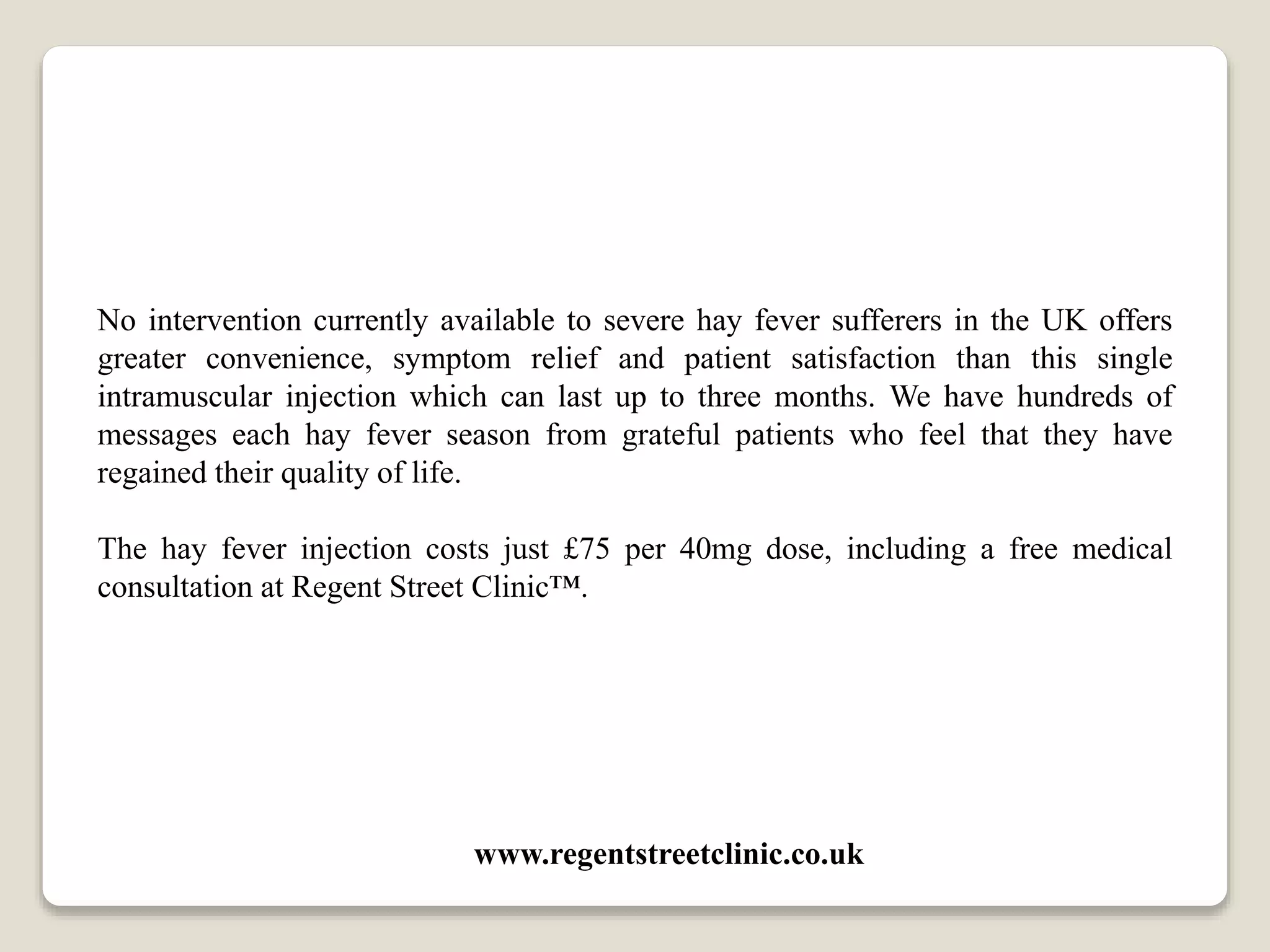 Hay fever injection | PPTX