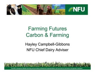 Farming Futures
                         Carbon & Farming
                       Hayley Campbell-Gibbons
                       NFU Chief Dairy Adviser



The NFU champions British farming and provides professional representation and services to its farmer and grower members
 