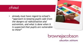 • power of direction unlikely to be used
in context of schools
• intervention methods and threat of
Ofsted
 