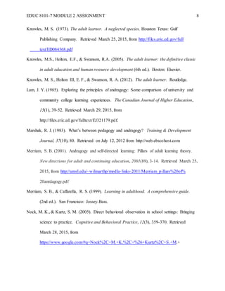 EDUC 8101-7 Module 2 Assignment | DOCX | Adult Education | Education