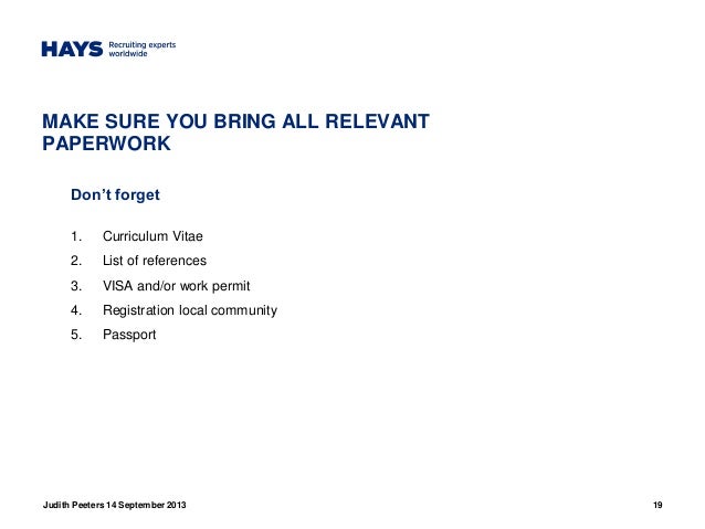 hays judith peeters how to prepare for a job interview in how to make a list of references for job interview