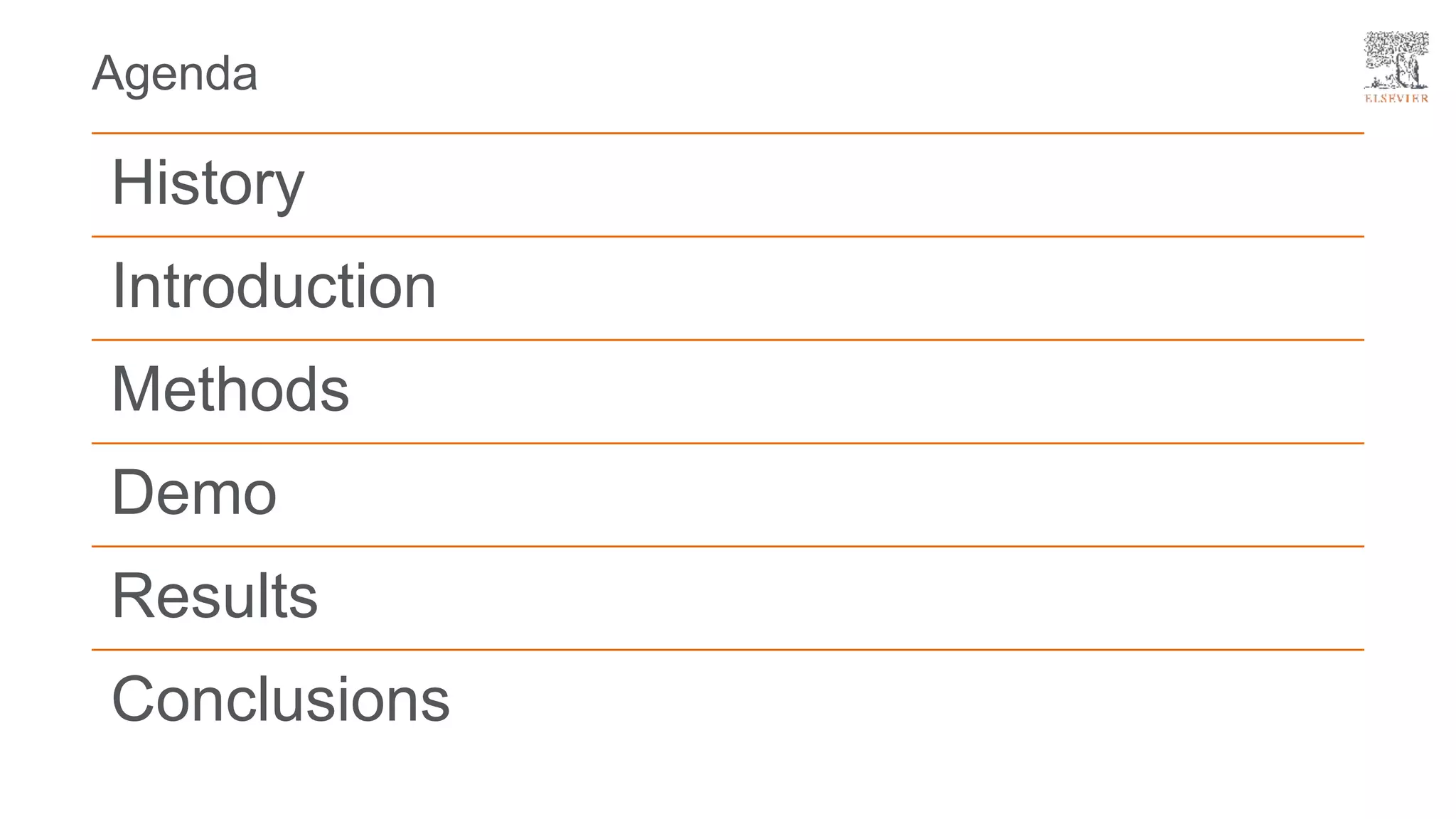 Agenda
History
Introduction
Methods
Demo
Results
Conclusions
 