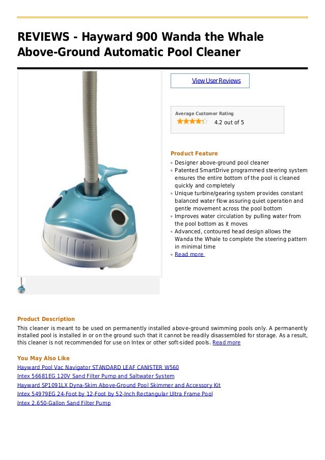 Hayward 900 wanda the whale above ground automatic pool cleaner