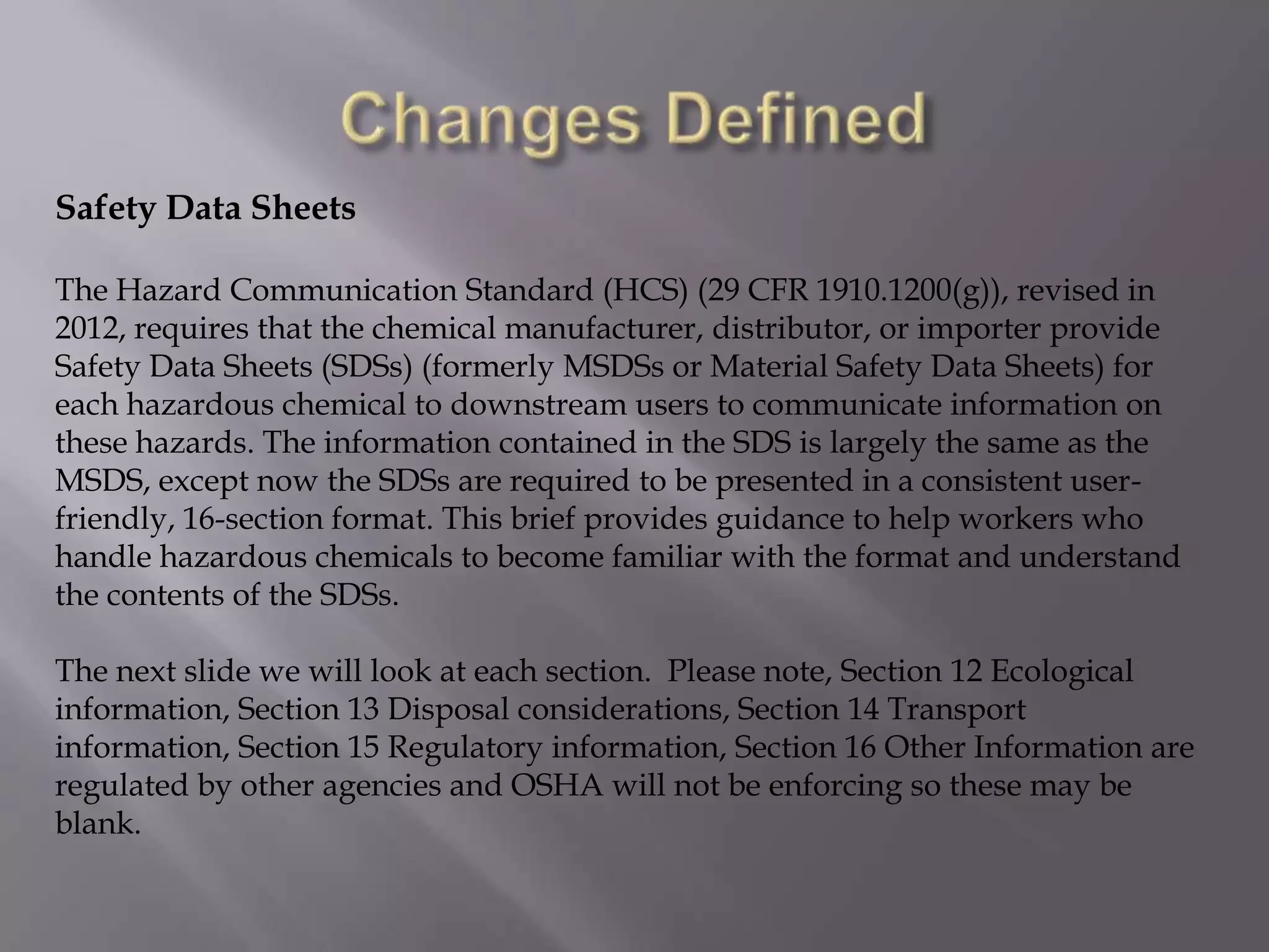 Hazard communication standard presentation | PPTX