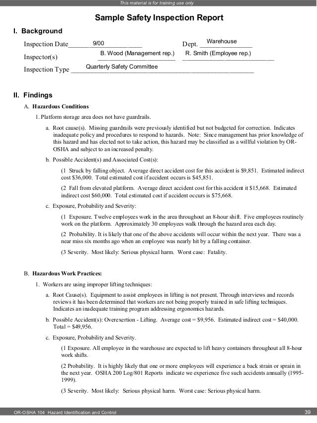 employee training report template