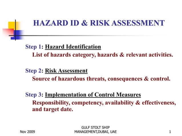 Hazard Identification And Risk Assessment Ppt