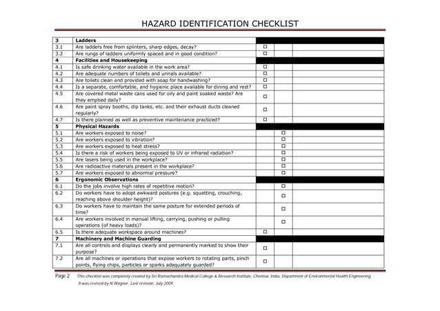 Hazard Identification Checklist PDF Hazard Identification Checklist PDF