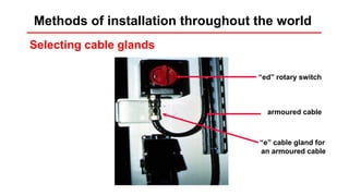 Selecting cable glands
“ed” rotary switch
armoured cable
“e” cable gland for
an armoured cable
Methods of installation throughout the world
 