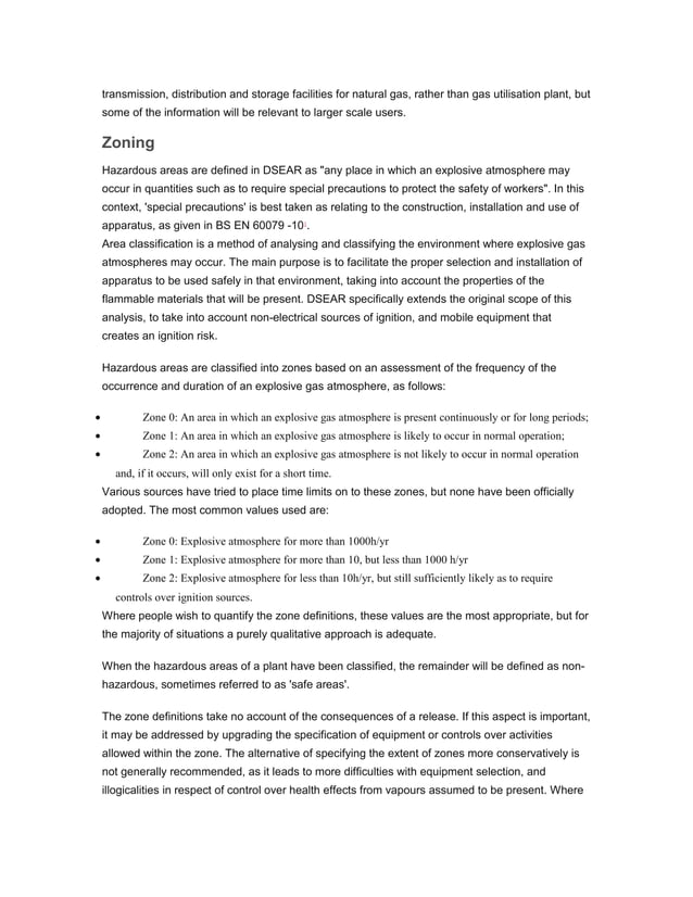 Hazardous area classification and control of ignition sources