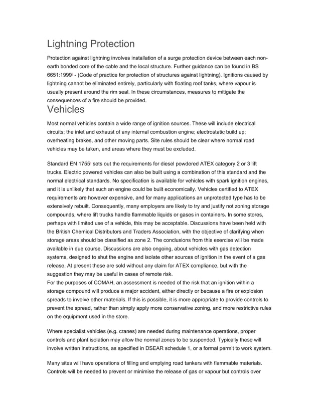 Hazardous area classification and control of ignition sources