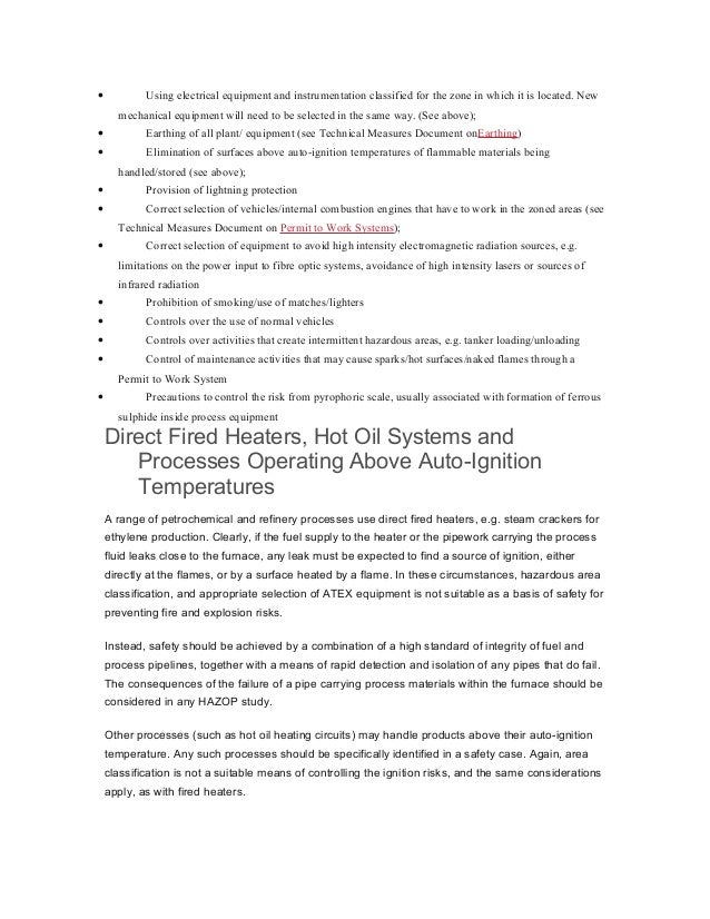 Hazardous area classification and control of ignition sources