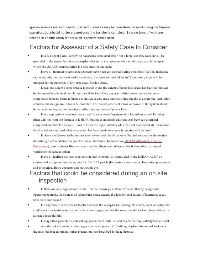 Hazardous area classification and control of ignition sources