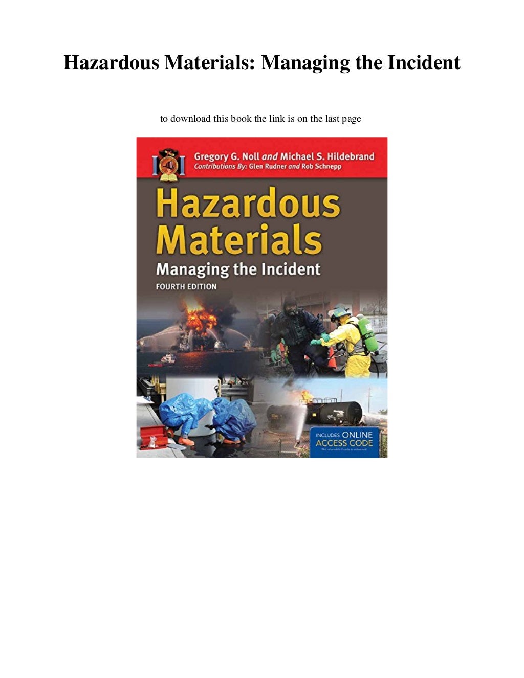 DOWNLOAD Hazardous Materials Managing the Incident