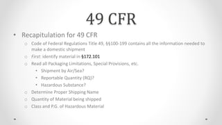 Reportable Quality Rq Hazardous Materials Certification Training Part 1 | PPTX