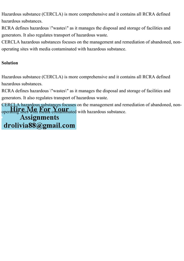 Hazardous substance (CERCLA) is more comprehensive and it contains a.pdf
