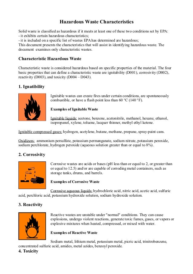 Hazardous Waste Characteristics
