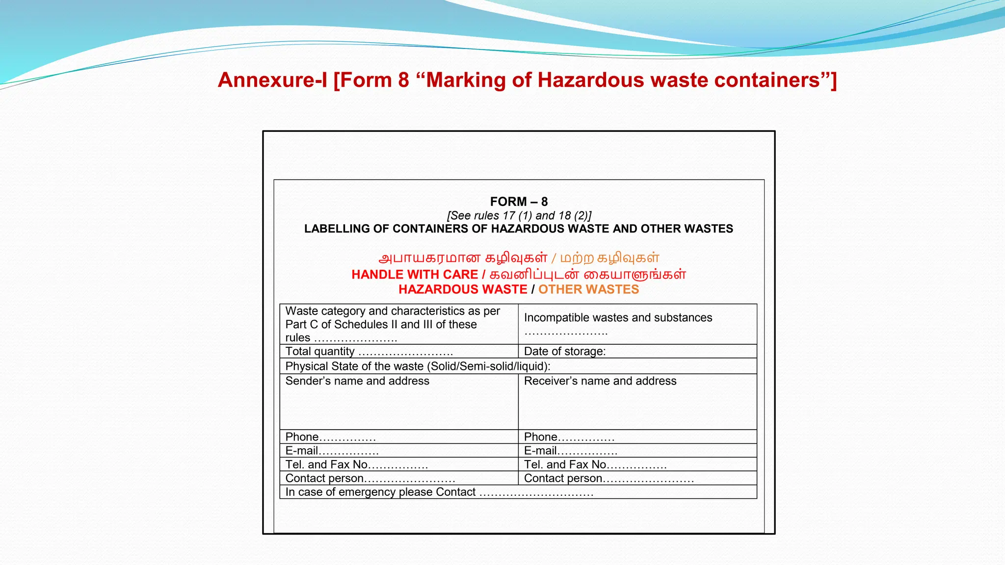 Hazardous waste handling procedure Standard Operating Procedure PPT
