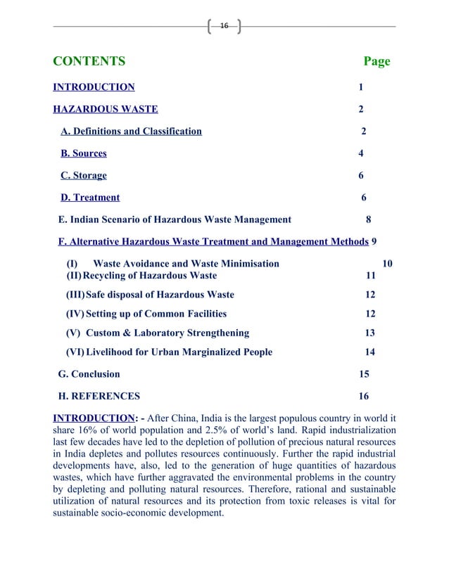 Hazardous waste management in India.