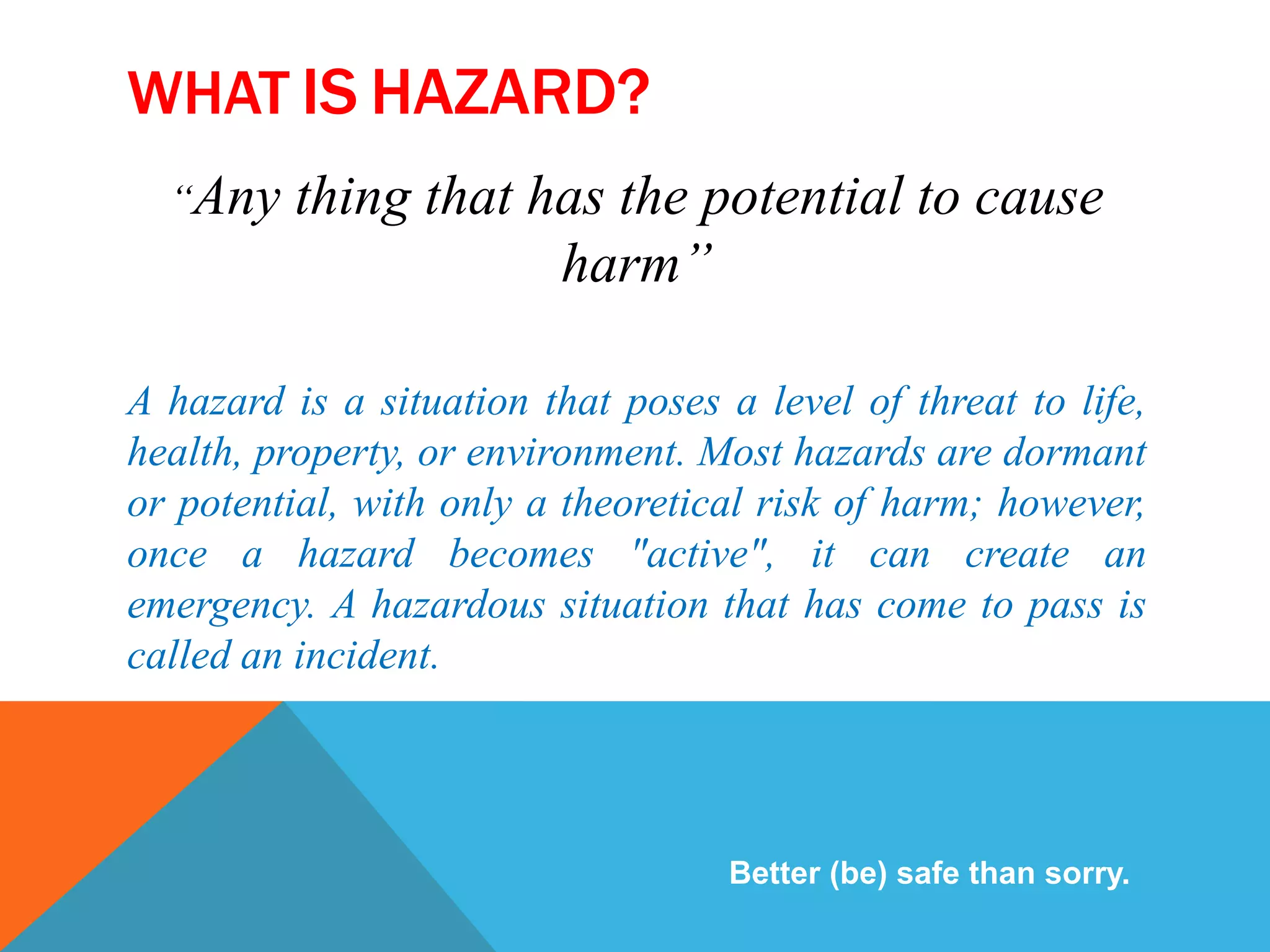 Hazard Awareness Problem Hazard Recognition | PPTX