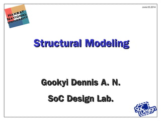 Hanbat
Hanbat
National
National
University
University
Structural ModelingStructural Modeling
Gookyi Dennis A. N.Gookyi Dennis A. N.
SoC Design Lab.SoC Design Lab.
June.03.2014
 