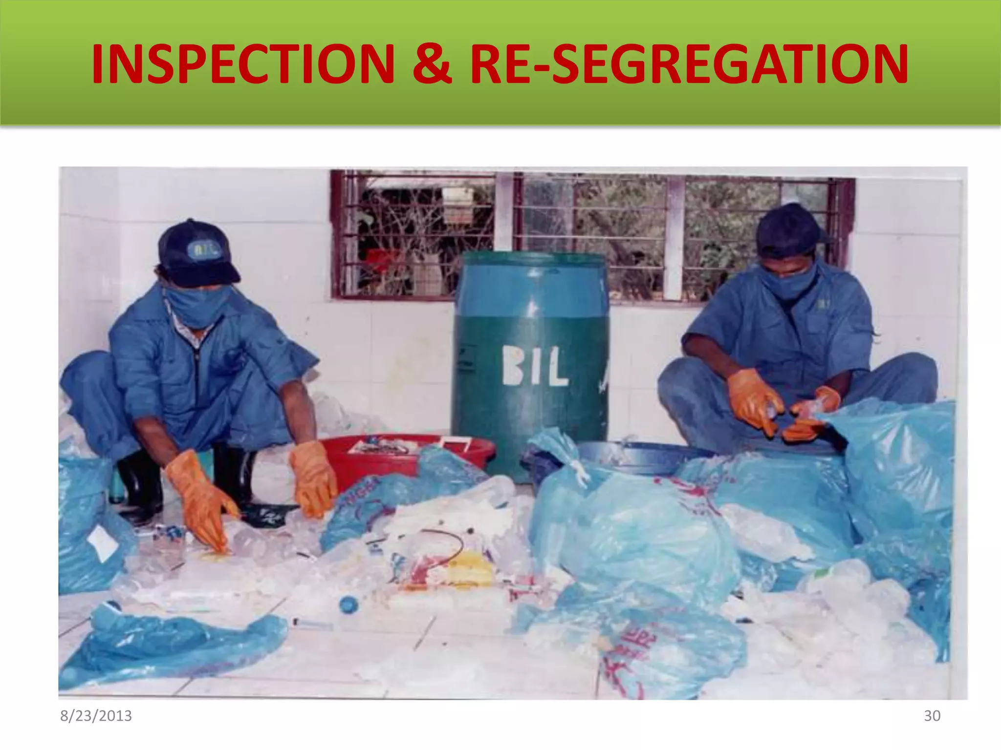 INSPECTION & RE-SEGREGATION
8/23/2013 30
 
