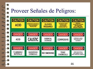 46
Proveer Señales de Peligros:
 