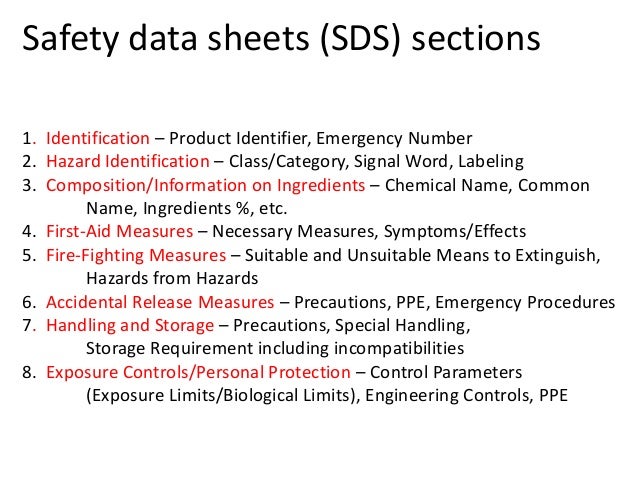 (sds) the requirement data for sheet safety OSHA  Hazcom 2013  Training requirement