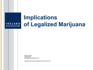 Basic Terminology
 Retail/recreational
 Dispensary/center/store
 OPC/cultivation-grow facility
 MIP – marijuana infused product
 Excise tax
 Decriminalization/legalization
 