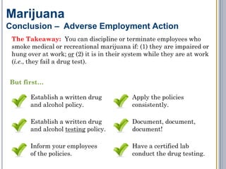 The
Facts
The
Decision
Marijuana
Individual liability – Constitutional Claim
Winchester v. Cosaineau (Warrantless Search)
2005 US District Court for Colorado
CGIA does not apply to 1983 claim
Qualified Immunity applies
Medical emergency created “exigent
circumstance” exception to constitutional bar
of warrantless search.
EMS personnel forcibly entered residence upon
anonymous tip of possible overdose/suicide. Police
entered to protect EMS personnel. Illegal substance
found. Plaintiff asserted 1983 claim against
individual EMS providers for warrantless search.
 