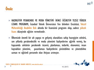 İTÜ-Hazır Giyim Perakende ve Moda Yönetimi Programı | PDF