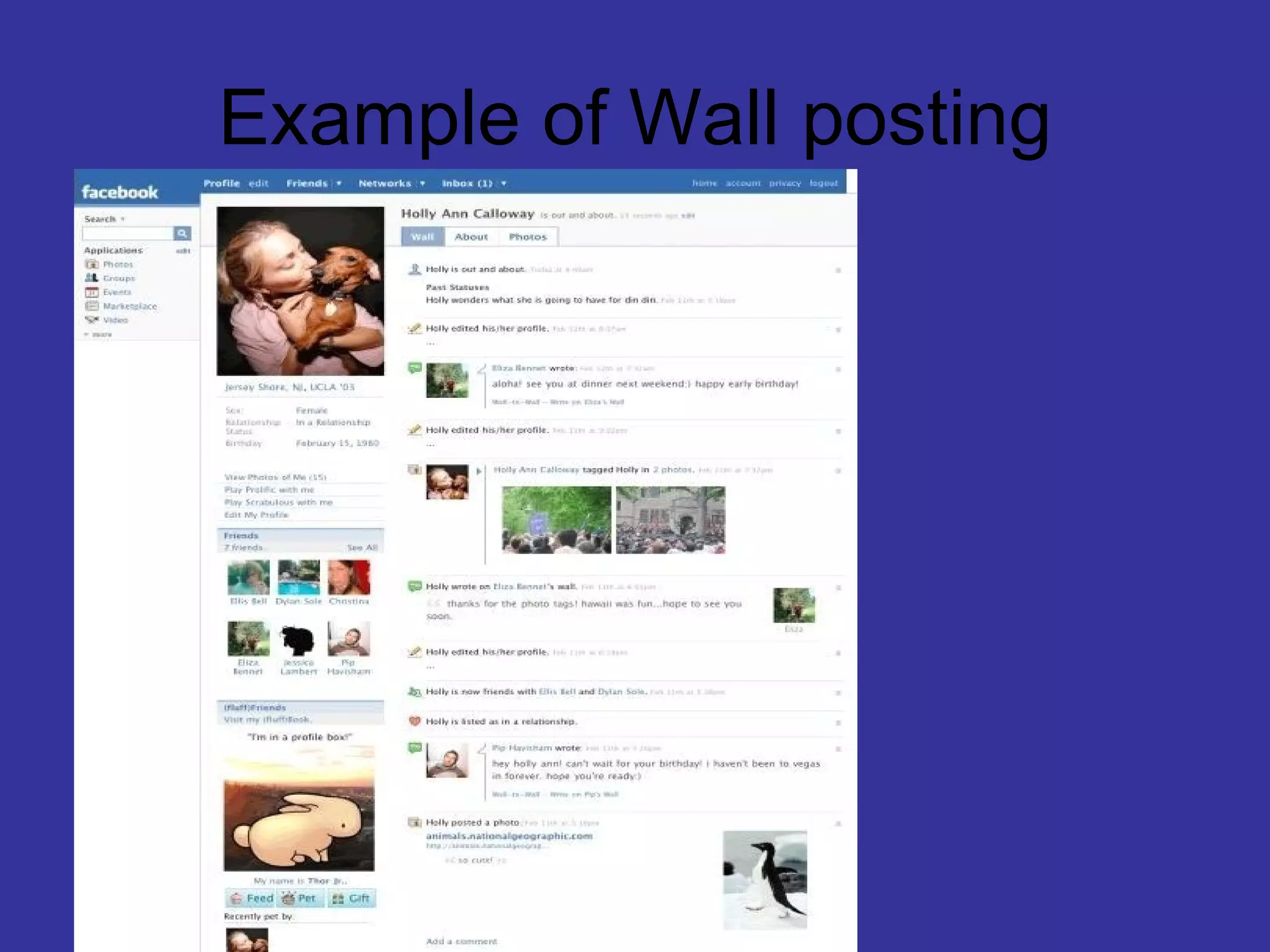 Example of Wall posting 