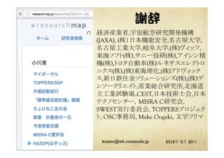 x  
2016 9 20 	
? UgbIʡ,溽о_kC
(JAXA), (꣩ձCܰȫ,ݴѧ,
ݹIѧ,᪸ѧ,()å,
|ե(),˩`(),
C(),ȥ西Ԅ܇()ͥ쥯ȥ
˥(),()|,()ɥå
,ס𥽥`(),()
󥽩`ꥨ,bItо,
IԇY,CEST,ձgʿ,ձ
ƥΥ󥿩`MISRA Cо,
SWESTgίT, TOPPERSץ
, OSCվ, Make Oogaki, ѧե	
? @kaizen_nagoya
 
