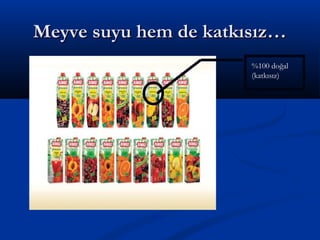 Meyve suyu hem de katkısız…Meyve suyu hem de katkısız…
%100 doğal
(katkısız)
 