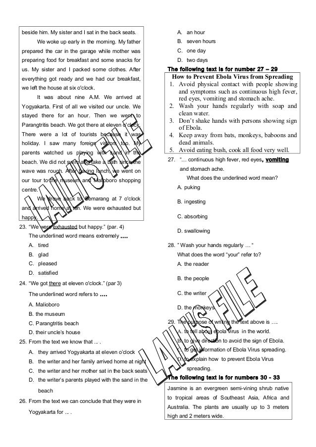 Soal bahasa inggris kelas 9 kurikulum 2013