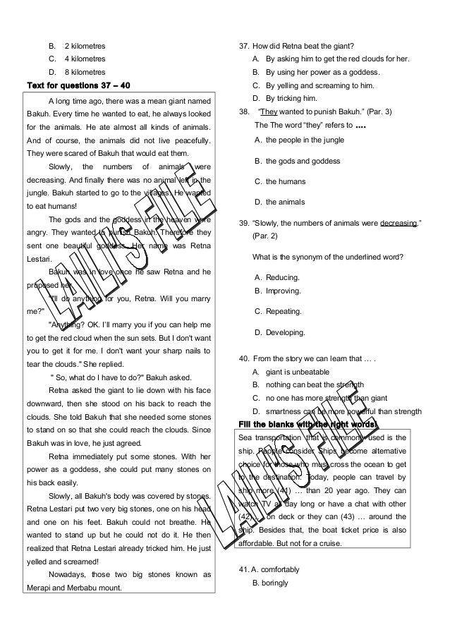 Soal Bahasa Inggris Kelas 9 Sesuai KisiKisi UN 2016