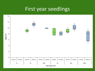 First year seedlings
0
2
4
6
8
10
12
14
Control Calcium Control Calcium Control Calcium Control Calcium Control Calcium Co...