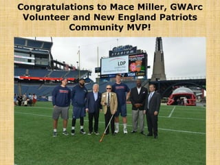 Congratulations to Mace Miller, GWArc
Volunteer and New England Patriots
Community MVP!
 